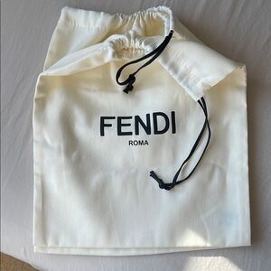 2 New FENDI 🫧 Ivory Dust Bag with Black Accents